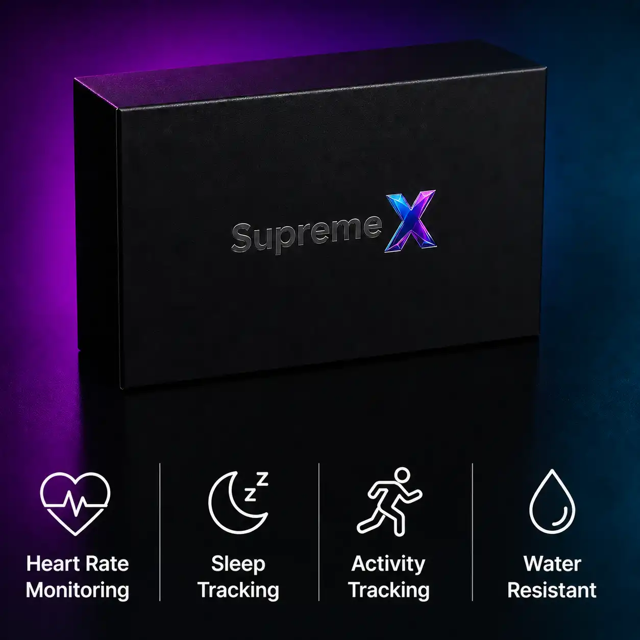 Activity tracker package image showing Supremex tracker and packaging